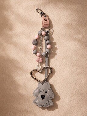 Handmade Dog Keychain • Beaded Bag Charm • Cute Pet Accessory